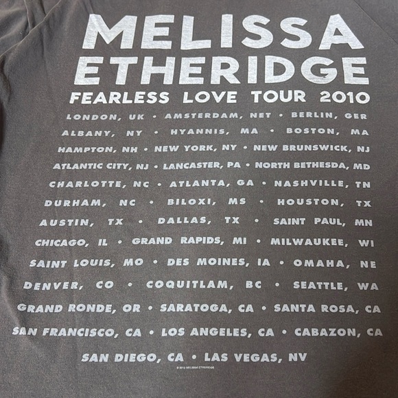 Melissa Etheridge Fearless Love Tour 2010 T Shirt 2X Concert Tee Vintage Rock - Picture 7 of 8